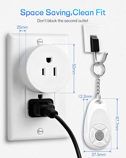Remote Control Outlet,Greencycle Remote Light Switch and Plug,Wireless Light Switch,500ft Range,No Wiring Needed,15A/1500W for Household Appliances,FCC Certified,White