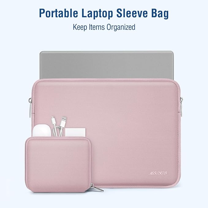 MOSISO Laptop Case 13 inch, 13 inch Laptop Sleeve Bag Compatible with MacBook Neo/Air M5 M4 M3 M2 M1 2026-2018 / Pro M2 M1 2026-2016, Neoprene Computer Sleeve Bag with Small Case, Baby Pink
