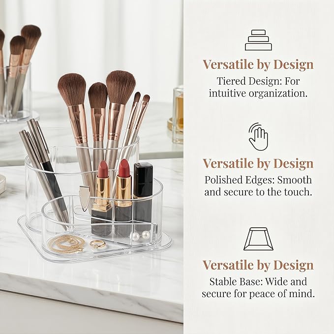 Desk Top Organizer, Aesthetic Pen Pencil Holder | for Desk, Small Office Teacher Desktop Organizers and Accessories (Clear)