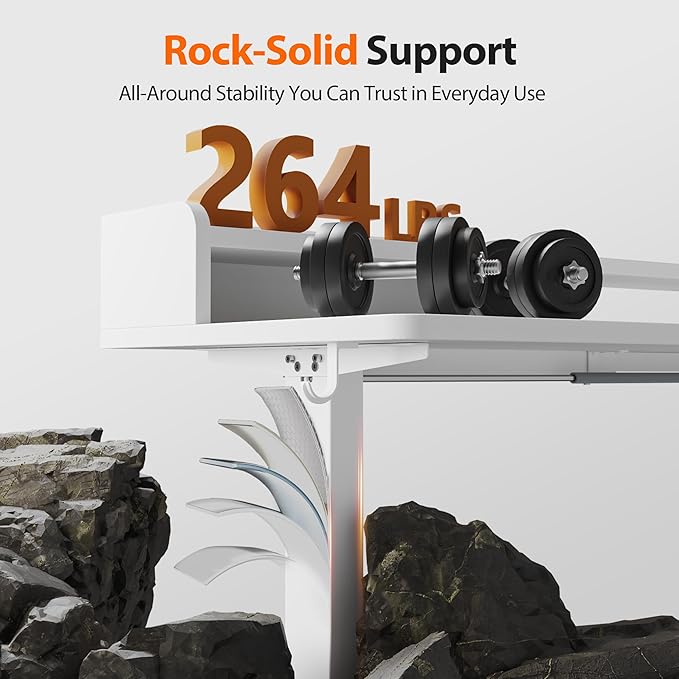 Agilestic L Shaped Standing Desk, Corner Desk with Monitor Shelf, Adjustable Height Gaming Table, Sit Stand Up Table, 63 x 55 Inch Home Office Computer Workstation, Splice Board, White