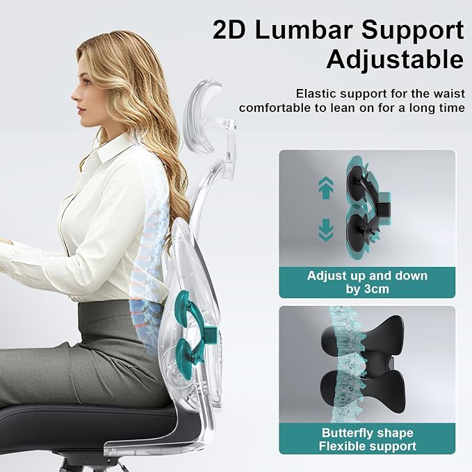 Mesh Office Chair with Adjustable Lumbar Support and Headrest, Ergonomic High Back Task Chair for Home Office, Flip-Up Arms 90-120° Tilt Lock Rolling Swivel Work Chairs(Black6065)