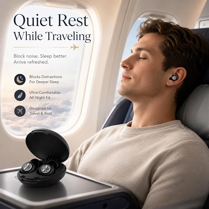 45dB Ear Plugs for Sleeping, Soft Silicone for Side Sleepers, 4 Sizes | Reusable soft silicone with XS/S/M/L sizes for side sleepers, concerts, flights and hotels; carrying case included.