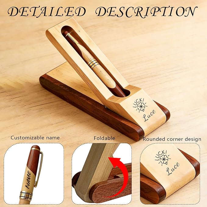 Personalized Ballpoint Engraved Pen with Name Engraved, Elegant Executive Gift for Men Women Boss Teacher Coworker Father's Day Birthday Anniversary (Beech wood + maple wood (two-tone) 1)