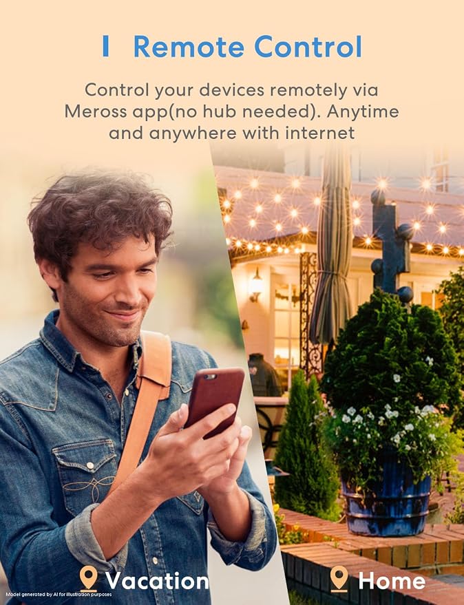 Outdoor Smart Plug, meross Outdoor Wi-Fi Outlet with 3 Independent Sockets Compatible with Apple Homekit, Alexa and SmartThings, Voice & Remote Control, Timer, 2.4 GHz only,Black