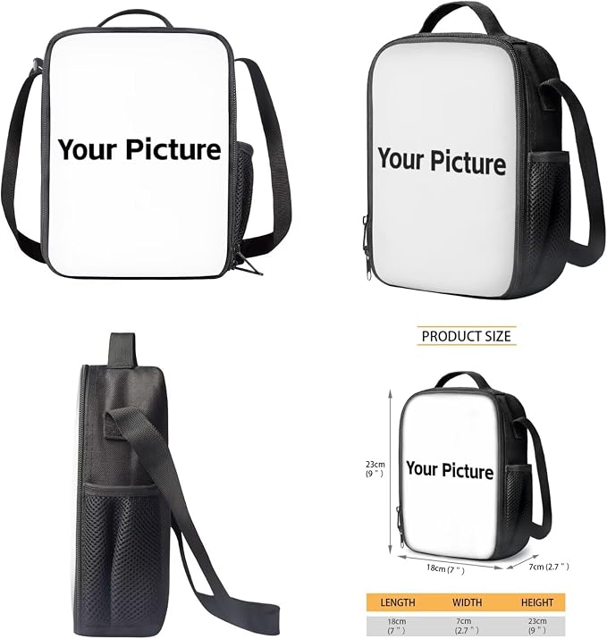 WELLFLYHOM Custom Picture Kids Girls Backpack Set 6-8 4Pcs Book Bag with Lunch Box Pencil Case Water Bottle Sleeve Personalized Elementary School Daypack Back to School Season Supplies