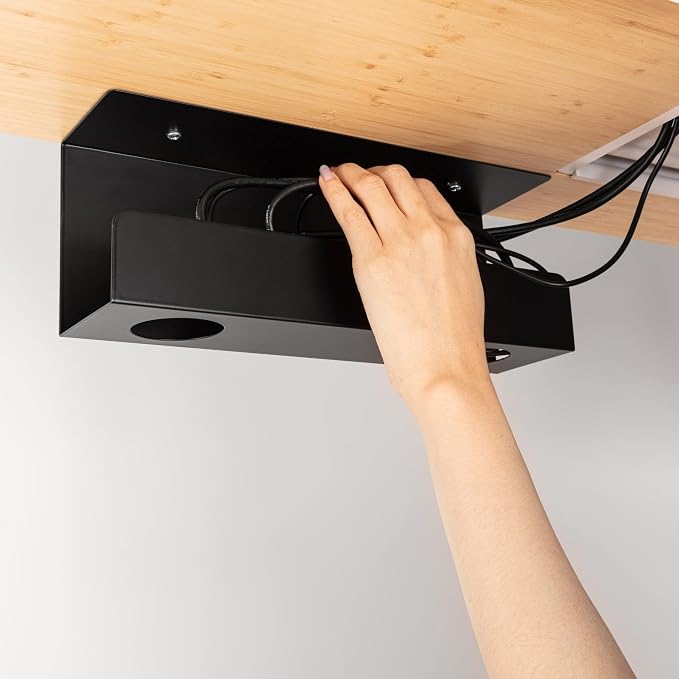 Under-Desk Cable Management Trays - Two 12" Trays in the Set - Perfect Storage for Cables, Power Bars, and Adaptors - Black