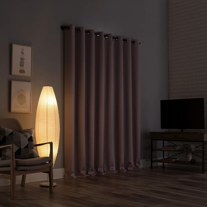 Sun Zero Nordic 2-pack Theater Grade Extreme 100% Blackout Grommet Curtain Panel Pair, 52" x 84", Blush