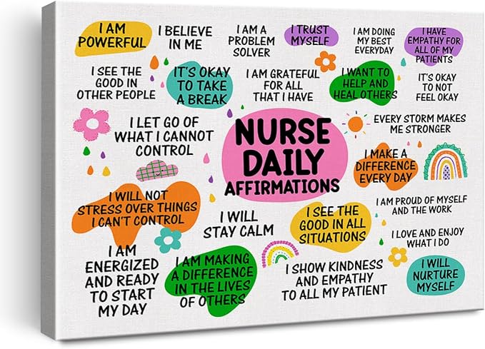 Hijie Inspirational Nurse Office Poster Canvas Wall Art for Home Decor - Motivational Nurse Quote Canvas Print Wall Art Painting Ready to Hang Gifts - Easel & Hanging Hook 12x15 Inch