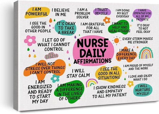 Hijie Inspirational Nurse Office Poster Canvas Wall Art for Home Decor - Motivational Nurse Quote Canvas Print Wall Art Painting Ready to Hang Gifts - Easel & Hanging Hook 12x15 Inch
