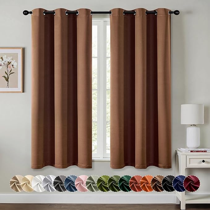 MIULEE Blackout Curtains for Bedroom Living Room 2 Panels, Thermal Insulated Room Darkening Drapes Grommet Noise Reducing Light Blocking Window Treatments 45 Inches Long 40x45 Inch Mocha Brown