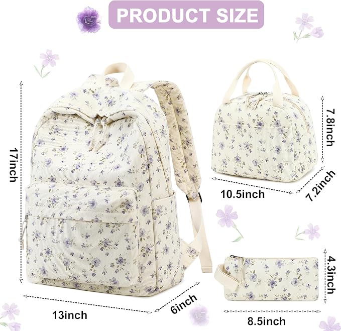 BTOOP School Backpacks for Teen Girls Bookbags Lightweight Kids Backpack School Bags Set with Lunch Box Pencil Case