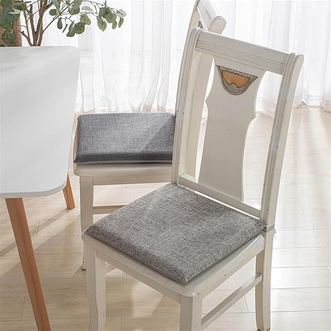 Lifup 2 Pack Chair Cushion Memory Foam Pads, Square Non-Slip Thick Dining Chair Cushions with Ties and Removable Cover for Home Office Restaurant Chair Pads Grey 2 18 x 18 Inch
