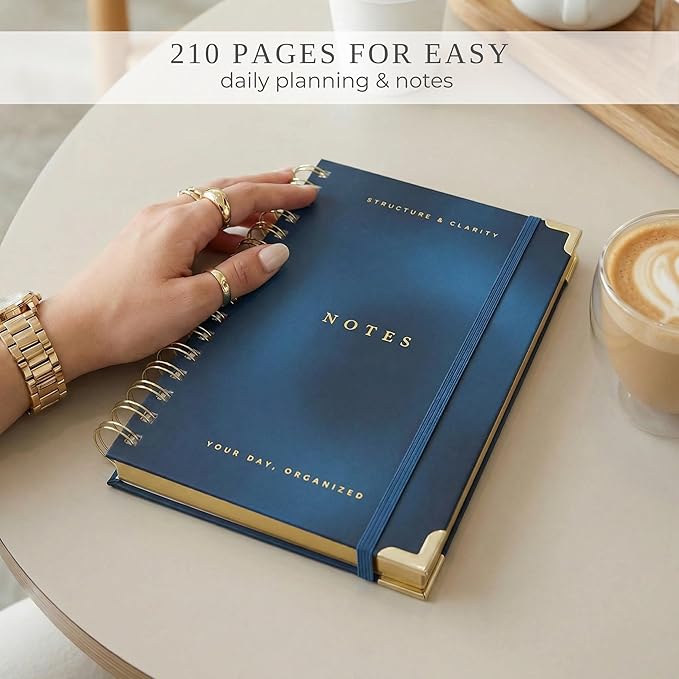 Aesthetic Daily Planner And Notebook With Hourly Schedule - Beautiful Spiral To Do List Notepad For Work/Home to Organize Tasks And Appointments - Stylish School/Office Supplies Journal Book For Women