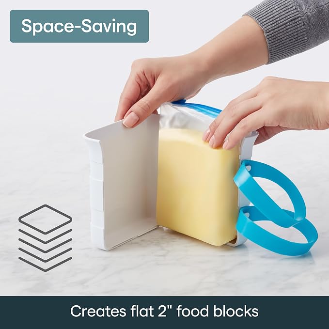 YouCopia FreezeUp Freezer Food Block Maker, 2 Cup, 2-Pack, Meal Prep Bag Container to Freeze Leftovers and Soup