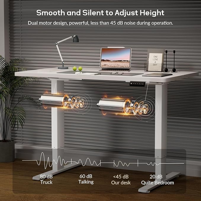 Dual Motor Electric Standing Desk Frame, Height Adjustable Desk Legs for Max 44" x 70.8" Desktop with 330 LBS Capacity, Ergonomic Sit Stand Up Desk Base for Home Office, White(Frame Only)