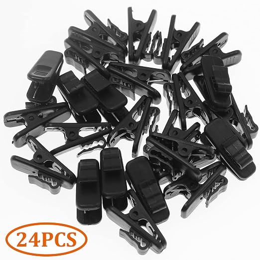 Bonsicoky Clips for Earphone Wire, 24 Pack, Black | Headphone Mount Cable Clothing Clip, For Fixing Earphone/Microphone Cord