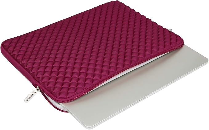 RAINYEAR 15 Inch Laptop Sleeve Diamond Foam Shock Resistant Padded Case Fluffy Lining Cover Carrying Bag Compatible with 15.4" MacBook Pro/Air, Surface Laptop 3/4 15", New XPS 15 Touch (Red)