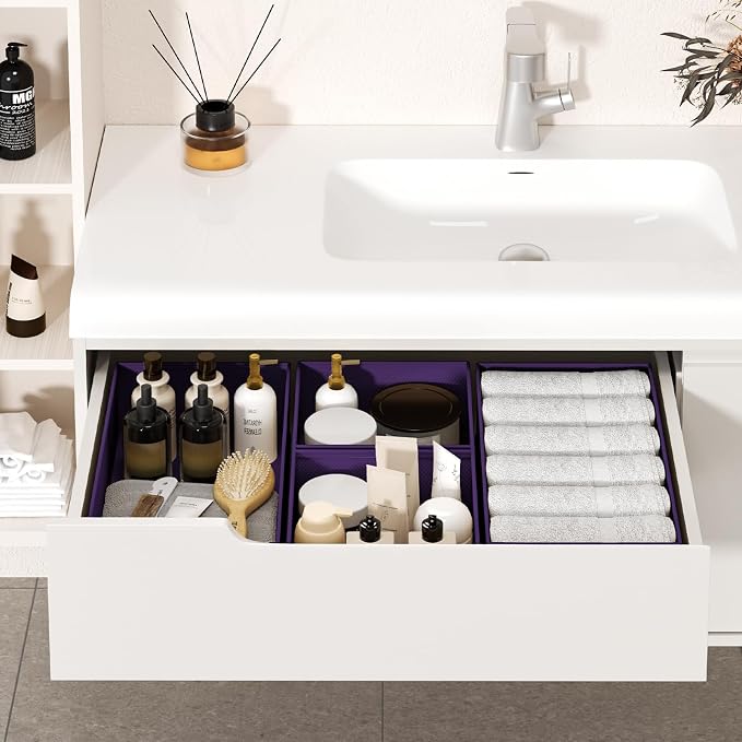 DIMJ Drawer Organizer Clothes 15 Pack - Foldable Baby Organizers and Storage & Dresser Organizer for Bedroom, Closet - Nursery Organization Dresser Dividers for underwear, Sock,Bra, Belt, Tie, Purple