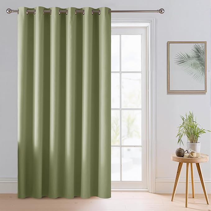 RYB HOME Blackout Thermal Insulated Curtains, Portable Curtain for Sliding Glass Door/Storage/Space Room Divider, Large Window Treatment Room Divider Panel, W80 x L84, Green, 1 Panel
