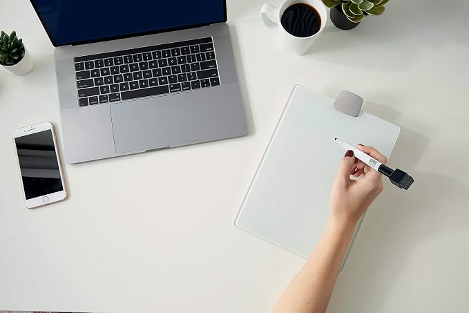 Nobo Glass Dry Wipe Personal Desktop Easel Whiteboard, 21.6 x 29.7 x 3 cm, Brilliant White, 1905173