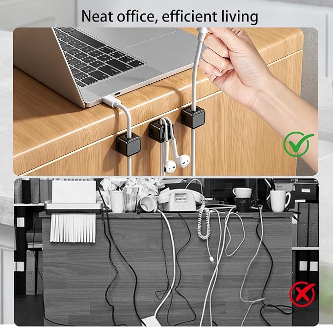 Magnetic Cable Clips 80 Pack Cord Organizer Holder - Adjustable Cord Holder Management, Spring Cable Holder Clips for Home Office,Desk,Phone,Wall,Desktop,Nightstand,Appliance