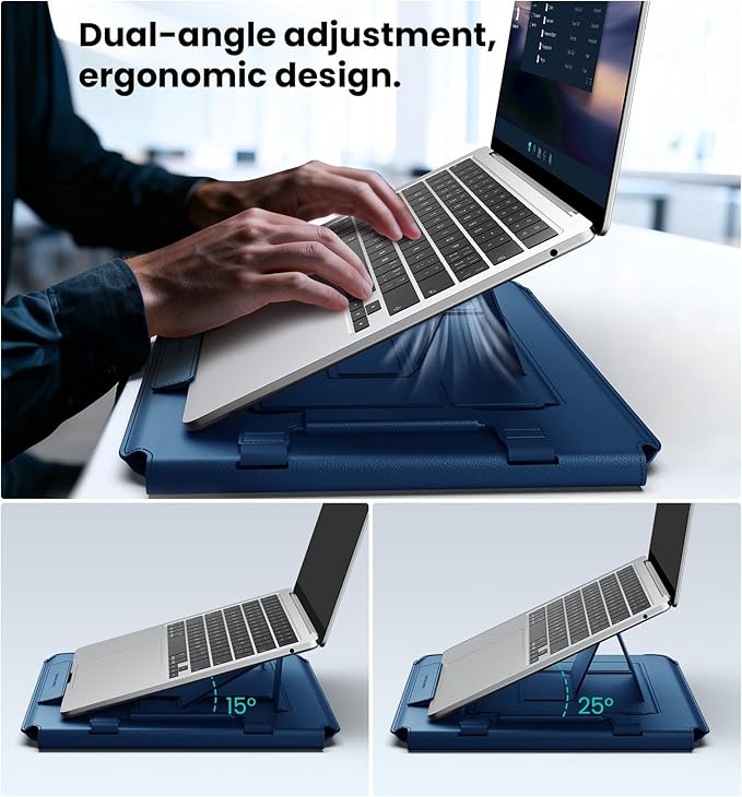 Nillkin 16 inch Laptop Sleeve with Handle (4-in-1), 2 Stand Modes, MacBook Sleeve with Adjustable Stand & Mouse Pad, Slim Laptop Case 16 inch for Samsung/Surface/HP/Chromebook/Dell 13-16'', Blue