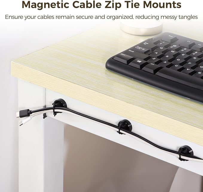 Magnetic Cable Zip Tie Mounts, 50 Pcs Magnets with 200 Pcs Cable Zip Ties, Multipurpose Magnetic Cable Holder for Cable Management, Wire Management Bases, Wire Cable Clips