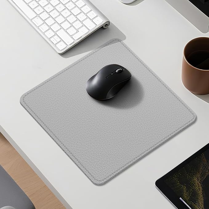 Dual Sided Leather Desk Mat - Waterproof Desk Pad - Ideal for Large Mouse Pad and Desk Mats on Top of Desks (Gray, 11"*8")