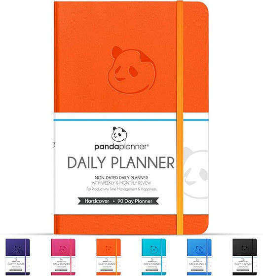 Panda Planner Classic A5 Daily Planner 2026 – Undated Quarterly Productivity Planner with Hourly Schedule, To Do List, Daily Journal, Goal Planner, Habit Tracker & Gratitude Organizer for Home/Office – Orange