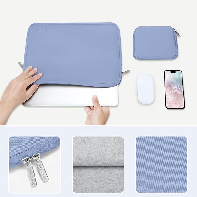 MOSISO Laptop Case 13 inch, 13 inch Laptop Sleeve Bag Compatible with MacBook Neo/Air M5 M4 M3 M2 M1 2026-2018 / Pro M2 M1 2026-2016, Neoprene Computer Sleeve Bag with Small Case, Serenity Blue