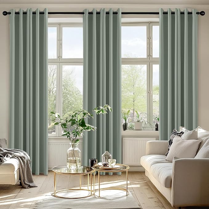 MIULEE Blackout Curtains for Bedroom Living Room 2 Panels, Thermal Insulated Room Darkening Drapes Grommet Noise Reducing Light Blocking Window Treatments 72 Inches Long 40x72 Inch Light Green