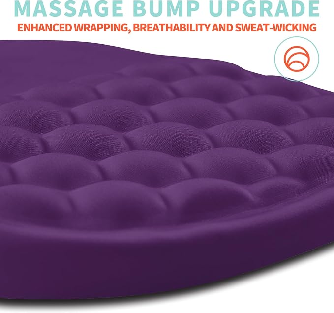 Ergonomic Mouse Pad Wrist Support with Memory Foam Massage Bulge, Carpal Tunnel Pain Relief Mousepad Wrist Rest for Mouse(12x8 inch, Deep Purple)