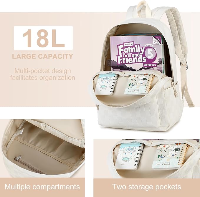 LEDAOU Kids Backpack for Girls Backpacks with Lunch Box, Lightweight Bookbag Set Elementary Middle School Back pack for 8-14
