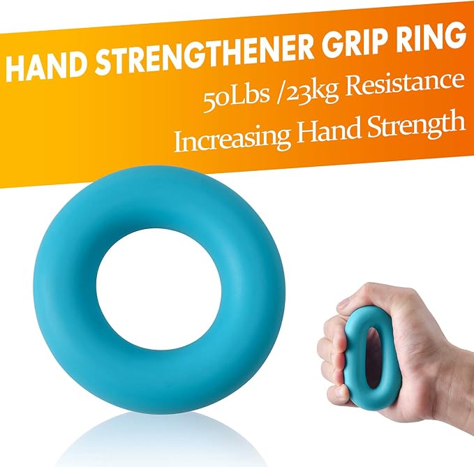 Grip Strength Trainer 7 Pack Adjustable Hand Gripper, Finger Stretcher Resistance Extensor Bands, Finger Exerciser, Grip Strength Ring & Stress Ball, Hand Grip Strengthener