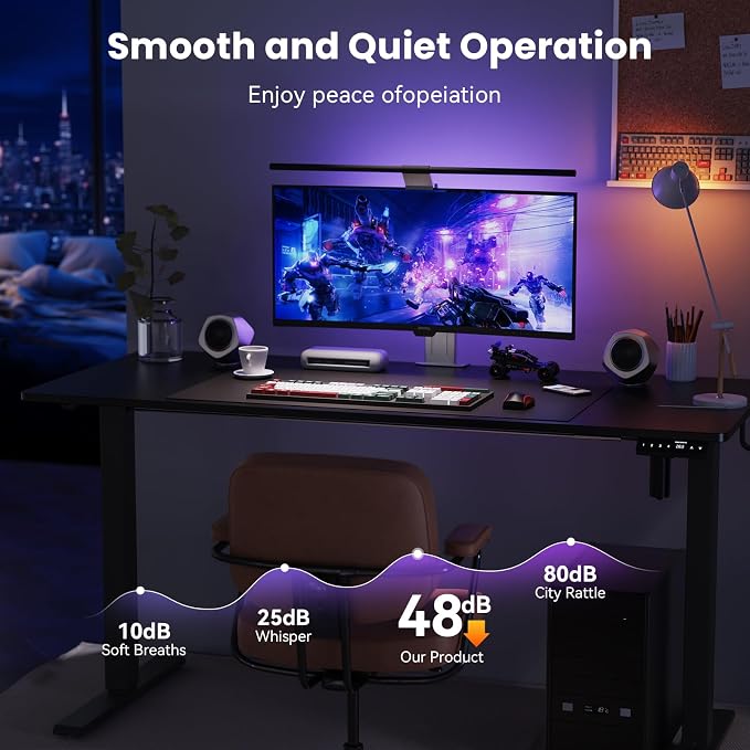 WALKINGDESK 40x24 Inches Height Adjustable Electric Standing Desk with 2 Hooks for Home Office, Ergonomic Sit Stand up Desk with Splice Board, Black