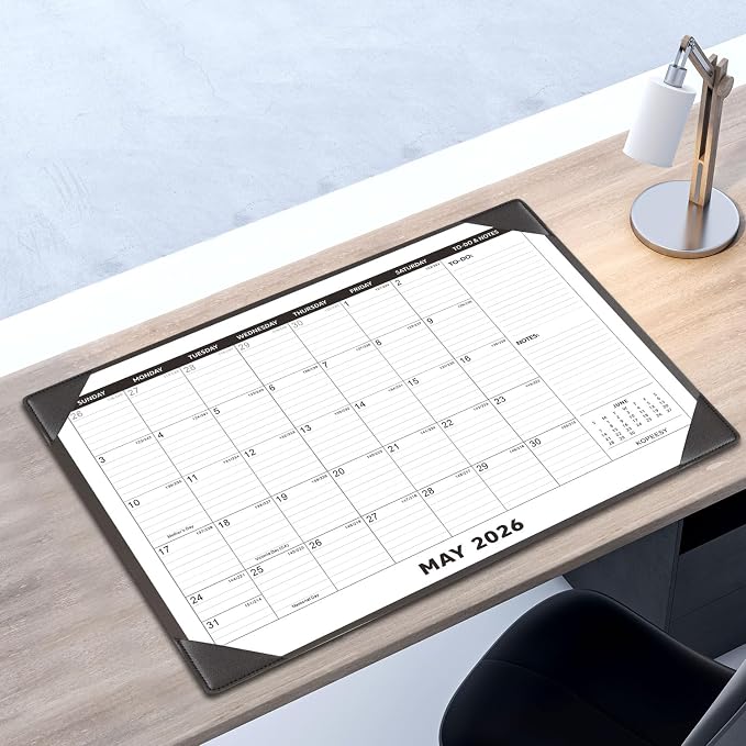 Large Desk Calendar 2026-2027 with Desktop Mat, KOPEESY 22" x 17" Desktop Calendar, 18 Mouths From March 2026 to August 2027, Office Supplies Desk Blotter Calendar for Home School and Office