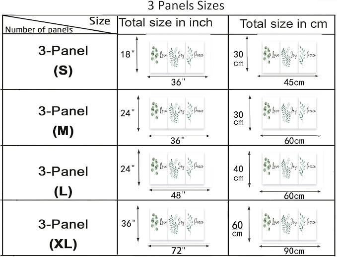 3 Piece Inspirational Wall Art, White Plants Background Picture, Quotes "Love Joy Peace" Canvas Print for Bedroom Decor, Triptych Entrepreneur Painting Framed Artwork for Gym Wall Decor (36"Wx18" H)