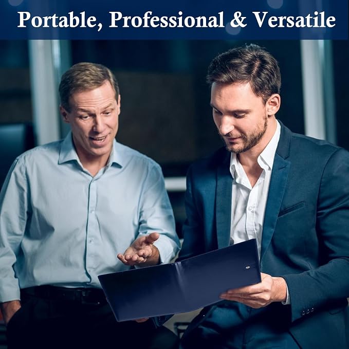 1Pack Legal Size Portfolio Padfolio PU Leather with 8.5 x 14 inch Tearable Legal Pad Holder 50 Sheets Leather Portfolio Folder Binder for Interview Attorneys Business Blue