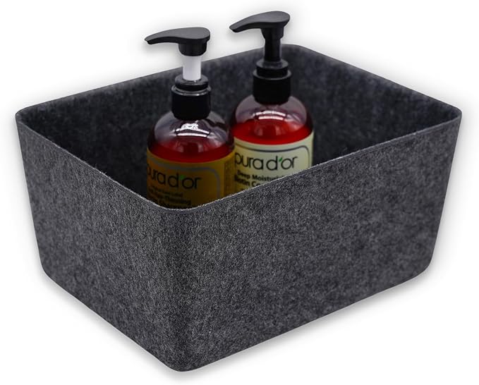 Minimalist Felt Desk Drawer Organizer Charcoal Deep Wider Storage Bin