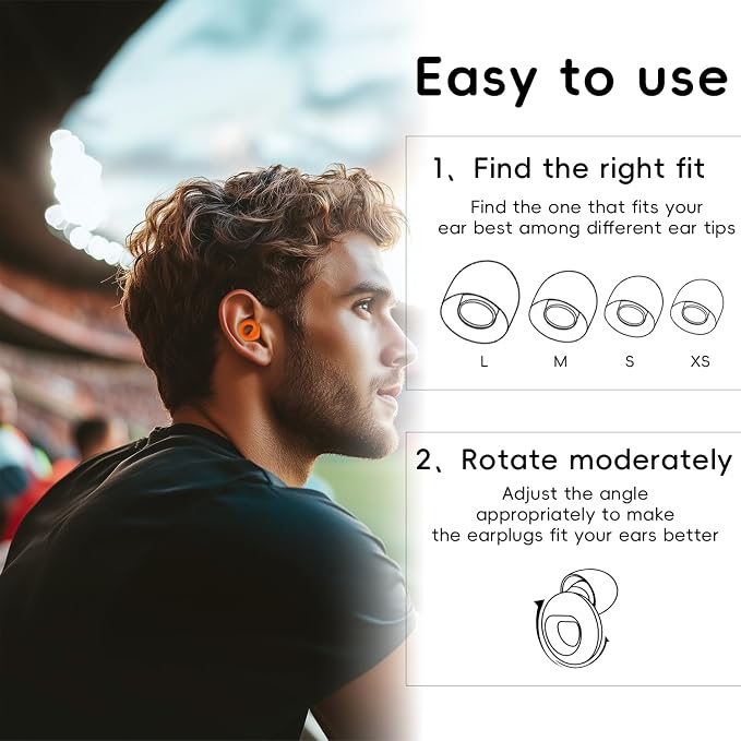 Noise Canceling Earplugs for Sleep and Concentration– New Flexible Earplugs for Better Attenuation–2 Pair Reusable –Deal for Side Sleepers &Noise Sensitive Person – 27dB Noise Cancellation–Orange