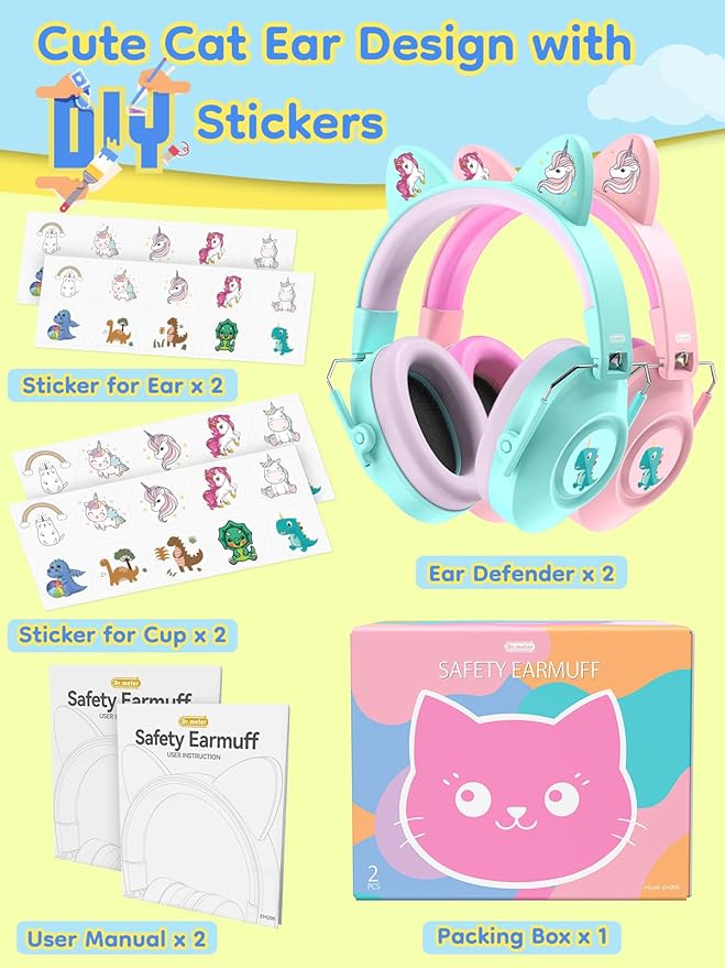 Ear Muffs for Noise Reduction: 32SNR Noise Cancelling Headphones for Kids Toddlers, Kids Ear Protection for Austism Sensory Fireworks Concerts Focus Cute Xmas Gifts for Girls