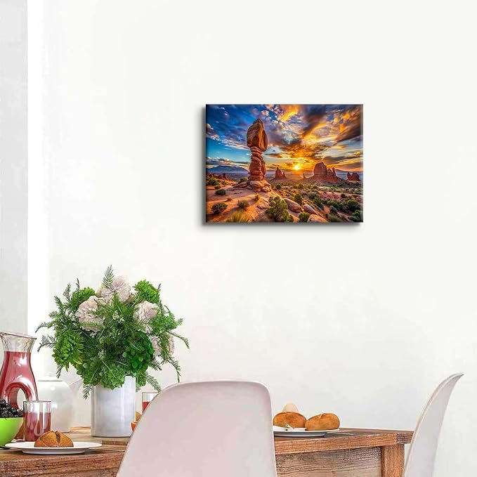 Sunset Nature Desert Wall Art Zion National Park Poster Canvas Prints Photo for Living Room Bedroom, USA Utah Arches Mountain Landscape Picture Painting Prints Artwork Home Decorations 12x16"