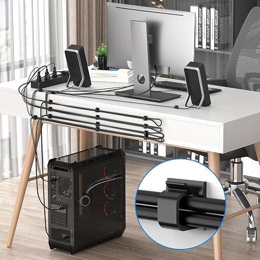 Cable Clips 100pcs with Strong Adhesive Tapes,Wire Holder Organizer Cord Management for Car Office and Home Black