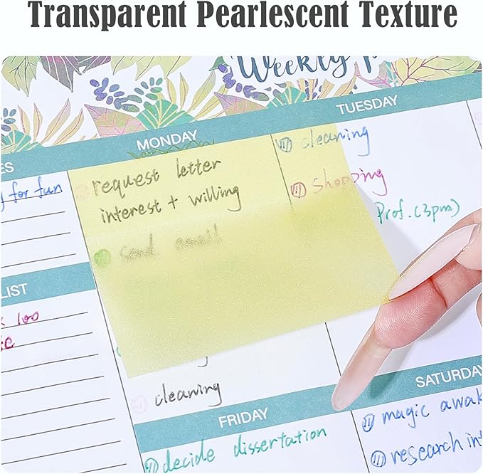 BAYTORY 240 Sheets Pop Paper Up Transparent Glitter Sticky Notes, 1Pc Double Maker Pen, Waterproof Self-Stick Note, 3 x 3 Colorful Self-Adhesive Note for Bible Accessories (Green & Yellow & Red)