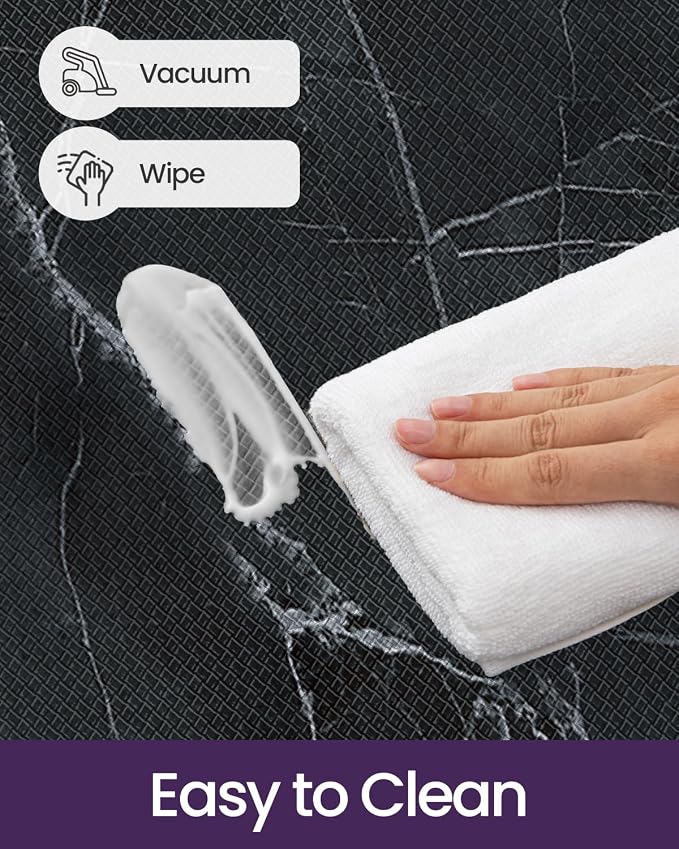DEXI Kitchen Floor Mats Cushioned Anti Fatigue, 23x86 Large Long Standing Comfort Runner Rug Waterproof, Marble Memory Foam Padded for Front Sink Laundry, Black