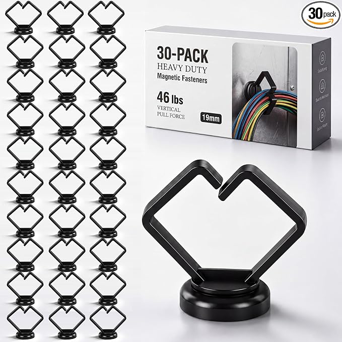 Konohan 10 Pack Magnetic Cable Holder 23 Lbs Heavy Duty, 7/8" Magnetic Cable Organizer Clip for Server Rack, Automotive Wiring, Marine Electrical, Home and Office Organization