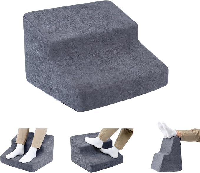 Foot Rest for Under Desk at Work,Ergonomic 2-Height Sponge Foot Stool for Office, Home, Sofa & Gaming Chair, Desk Accessories Footrest Cushion to Support Legs, Relax Ankles & Relieve Pain(B-Dark gray)