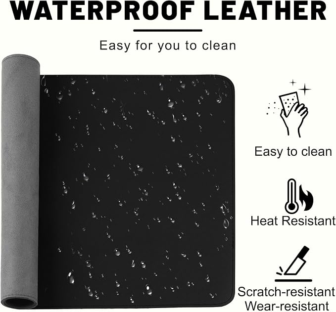 Leather Desk Mat, Desk Pad for Keyboard and Mouse Large Mouse Pads for Desk | Waterproof Desk Mat, Desk Matt for Desktop, Laptop Blotter, Keyboard Pad, Large Mouse Pad, Desk Essentials