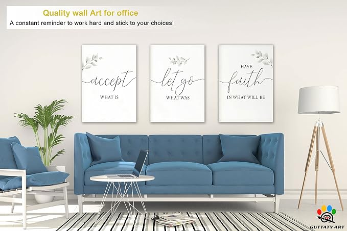 Office Wall Art-3 Panel Motivational Wall Art, Inspirational Quotes Canvas Art for Home Office Wall Decor,Positive Quote Wall Decor, Entrepreneur Words Poster Frame for Company Wall Decor 24”x36”x3Pcs