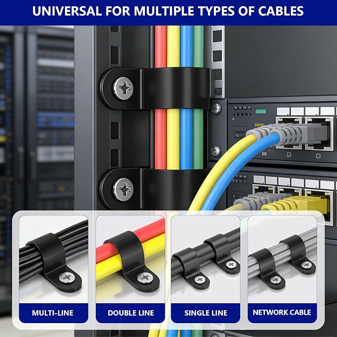 330 Pcs Black Cable Clips Wall, Plastic Wire Cable Clamps with Screws, R Nylon Wire Clips for CordsWire Clamps for Cables, cCable Management Clipss, for Organizing Electric Wires Cords(5 Sizes)